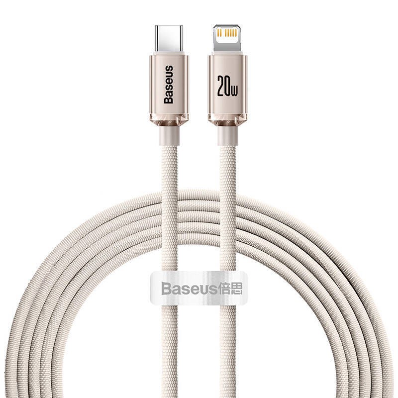 KABEL USB-C DO IP BASEUS CRYSTAL SHINE,  20W, 2M (RÓŻOWY)