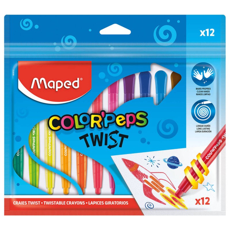 KREDKI ŚWIECOWE WYKRĘCANE MAPED TWIST 12 SZT, ZIP ETUI