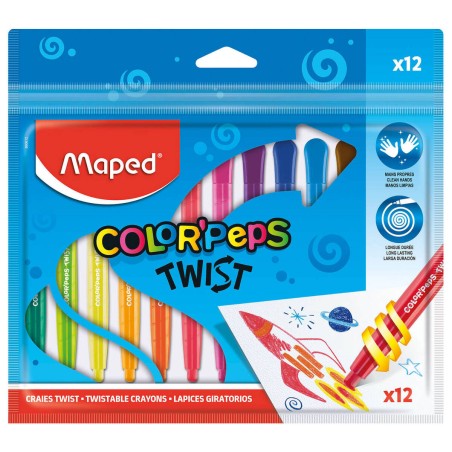 KREDKI ŚWIECOWE WYKRĘCANE MAPED TWIST 12 SZT, ZIP ETUI