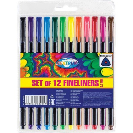 DŁUGOPISY ŻELOWE PVC CENTRUM FINELINERS 80255 MIX*12 0.7MM 12SZT