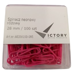 SPINACZE OKRĄGŁE 28MM VICTORY OFFICE PRODUCTS 60286100-095 NEONOWE RÓŻOWE METALOWEPOWLEKANE W POJEMNIKU PLASTIKOWYM 100SZT