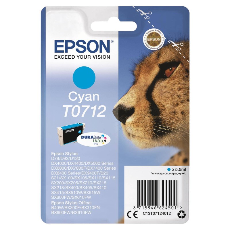 TUSZ ORYGINALNY EPSON T0712 C13T07124012 CYAN  5,5 ML