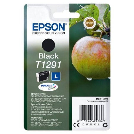 EPSON ORYGINALNY INK / TUSZ C13T12914022, T1291, BLACK, BLISTR, 420S, 11,2ML, EPSON STYLUS SX420W, 425W, STYLUS OFFICE BX305F, 3