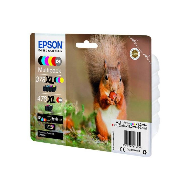 EPSON ORYGINALNY INK / TUSZ C13T379D4010, 378XL+478XL, CMYK, 1X10.2ML, 2X11.2ML, 3X9.3ML, EPSON