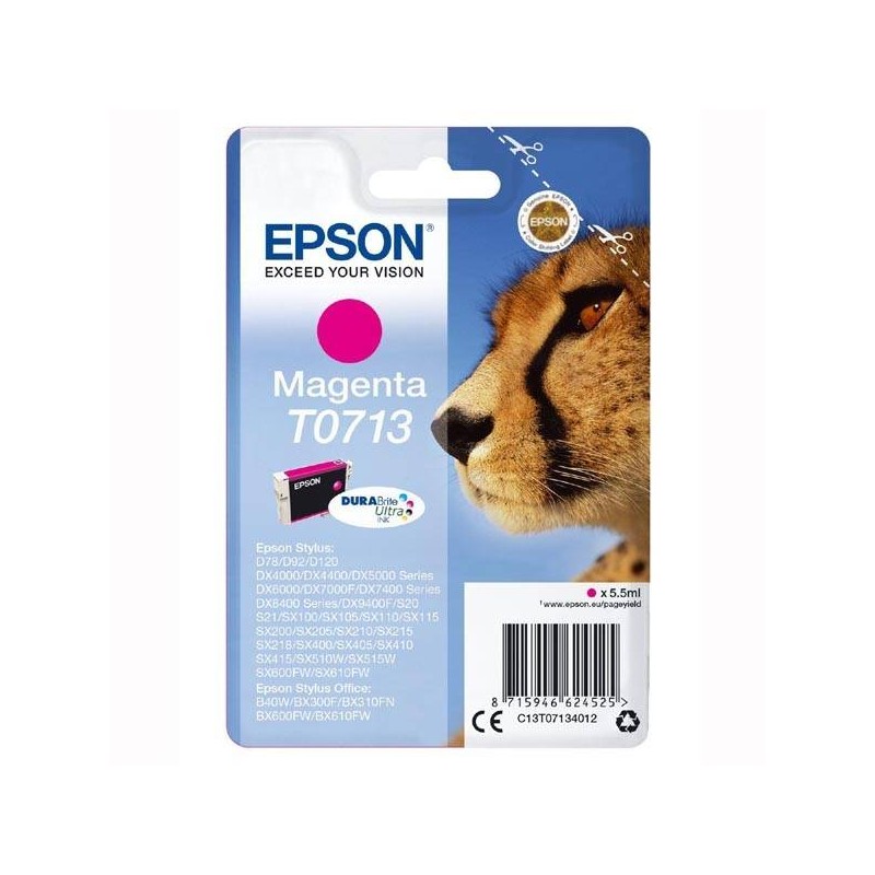 EPSON ORYGINALNY INK / TUSZ C13T07134022, MAGENTA, BLISTR Z OCHRONĄ, 5,5ML, EPSON D78, DX4000, DX4050, DX5000, DX5050, DX6000, 