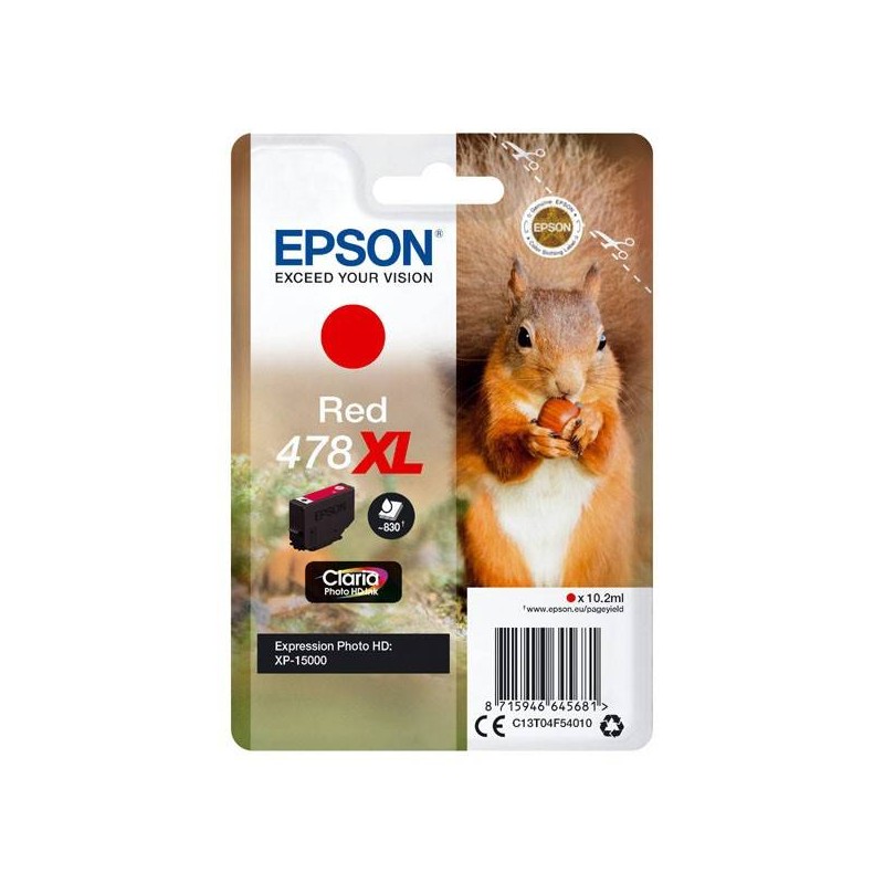 EPSON ORYGINALNY INK / TUSZ C13T04F54010, 478XL, RED, 10.2ML, EPSON XP-15000