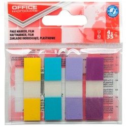 ZAKŁADKI INDEKSUJĄCE FOLIOWE 12X43MM OFFICE PRODUCTS MIX KOLORÓW PASTEL 4X35 SZT