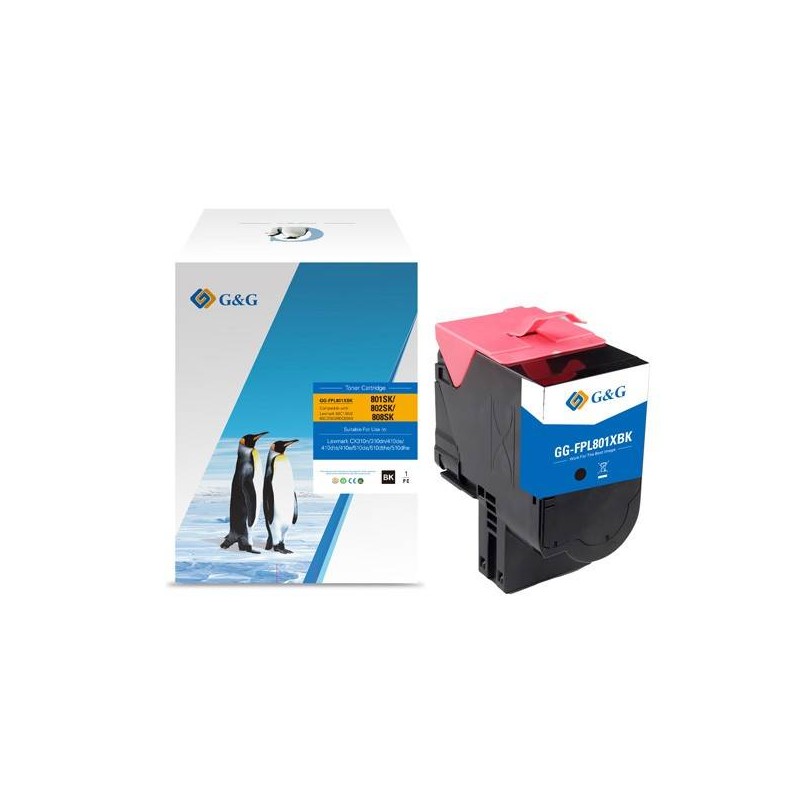 G&G KOMPATYBILNY TONER Z 80C2SK0, BLACK, 2500S, NT-FPL801XBK-A, DLA LEXMARK CX310N, 310DN, 410DE, 410DTE, 410E, 510DE, 510DTHE, 