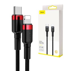 KABEL USB-C DO LIGHTNING PD BASEUS CAFULE, 18W, 1M (CZARNO-CZERWONY)