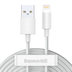 KABEL USB DO LIGHTNING BASEUS SIMPLE WISDOM, 2.4A, 1.5M (BIAŁY) 2SZT.