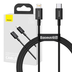 KABEL USB-C DO LIGHTNING BASEUS SUPERIOR SERIES, 20W, PD, 1M (CZARNY)