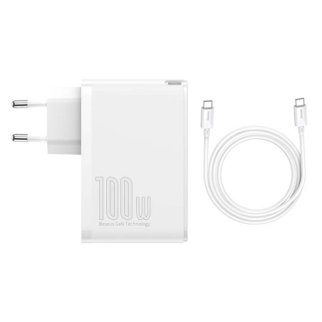 Ładowarka sieciowa Baseus GaN2 Pro, 2x USB + 2x USB-C, 100W, EU (biała)