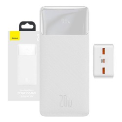 POWERBANK BASEUS BIPOW 30000MAH, 2XUSB, USB-C, 20W (BIAŁY)