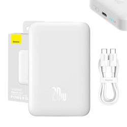 POWERBANK MAGNETYCZNY BASEUS MAGNETIC MINI 10000MAH, USB-C 20W MAGSAFE (BIAŁY)