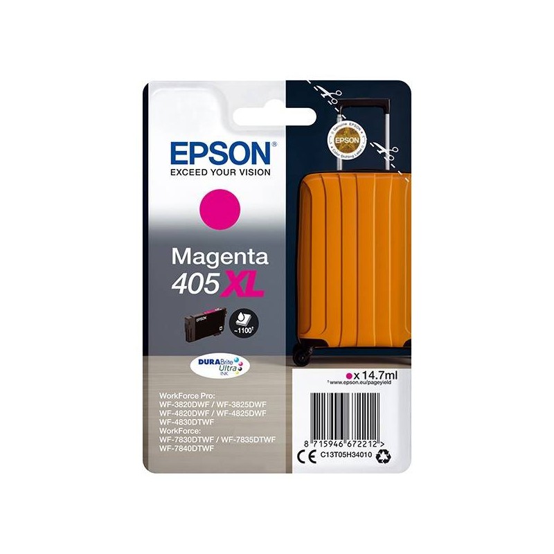 EPSON ORYGINALNY INK / TUSZ C13T05H34010, 405XL, MAGENTA, 1X14.7ML, EPSON WF-7835DTWF, WF-7830DTWF, WF-7840DTWF, WF-4830DTWF