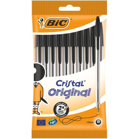 DŁUGOPIS JEDNORAZOWY BIC CRISTAL ORIGINAL 830864 CZARNY 1.0MM 10SZT