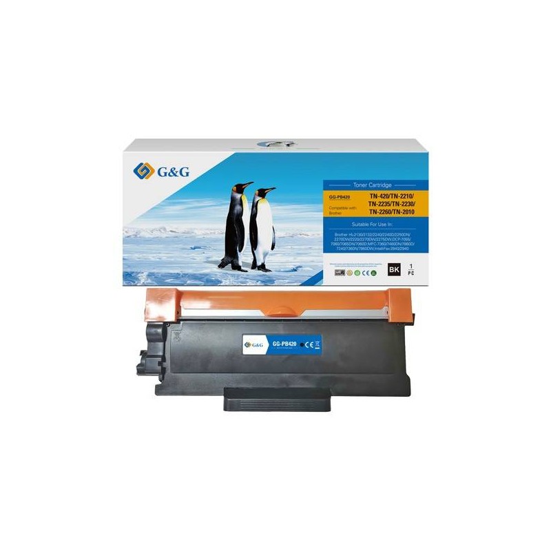 G&G KOMPATYBILNY TONER Z TN2210, TN420,TN2235, TN2230, TN2260, TN2010, BLACK, 1200S, NT-PB420, DLA BROTHER HL-2130, 2132, 2240, 