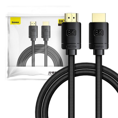 KABEL HDMI 2.1 BASEUS HIGH DEFINITION SERIES, 8K 60HZ, 3D, HDR, 48GBPS, 2M (CZARNY)