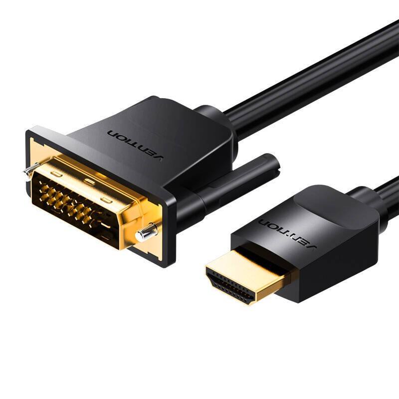 KABEL HDMI DO DVI (24+1) VENTION ABFBJ 5M, 4K 60HZ/ 1080P 60HZ (CZARNY)