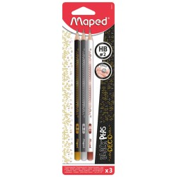 OŁÓWEK MAPED BLACKPEPS DECO HB 3 SZT BLISTER