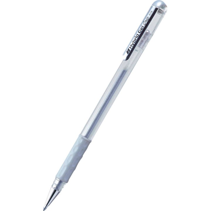 DŁUGOPIS ŻELOWY PENTEL HYBRID GEL GRIP K118-Z SREBRNY 0.8