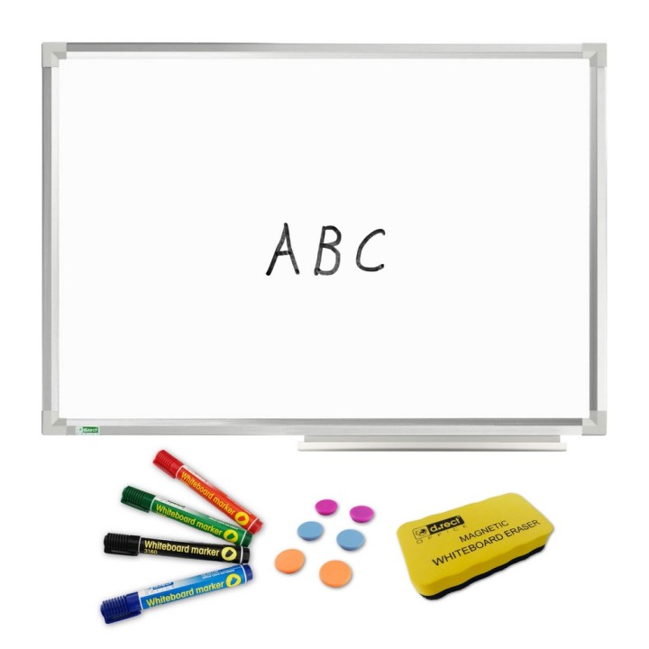 TABLICA SUCHOŚCIERALNA 600x450 W ALUMINIOWEJ RAMIE + MARKER 3160 4 KOL + MAGNESY + GĄBKA EVA