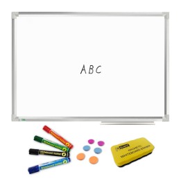 TABLICA SUCHOŚCIERALNA 900x600 W ALUMINIOWEJ RAMIE + MARKER 3160 4 KOL + MAGNESY +GĄBKA EVA