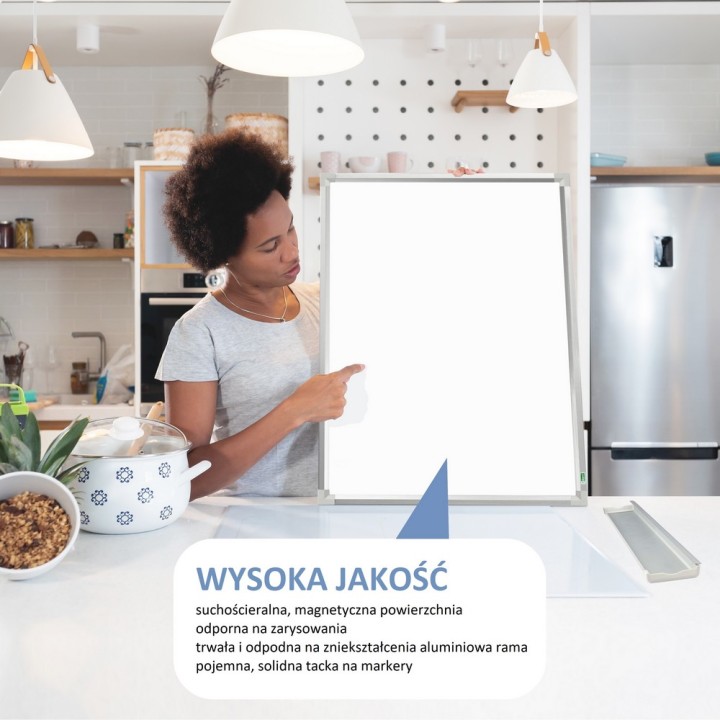 TABLICA SUCHOŚCIERALNA 900x600 W ALUMINIOWEJ RAMIE + MARKER 3160 4 KOL + MAGNESY +GĄBKA EVA