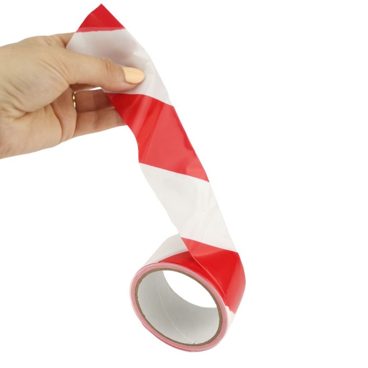 TAŚMA OSTRZEGAWCZA IH 48mm x 50m NIEKLEJĄCA BIAŁO/CZERWONA
