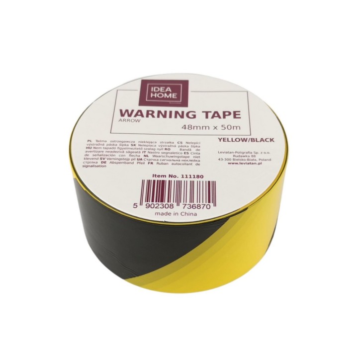 TAŚMA OSTRZEGAWCZA IH 48mm x 50m NIEKLEJĄCA ŻÓŁTO/CZARNA