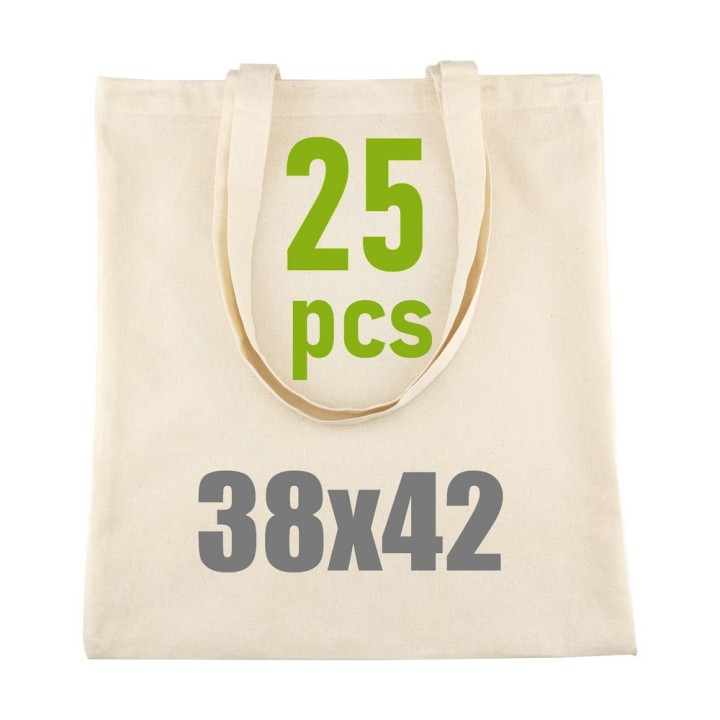 TORBA BAWEŁNIANA 140g 380x420 Z USZAMI BEZ NADRUKU 25szt NATURALNY