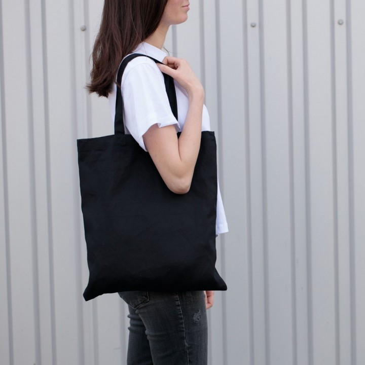 TORBA BAWEŁNIANA 220g 380x420 Z USZAMI BEZ NADRUKU 5szt CZARNY