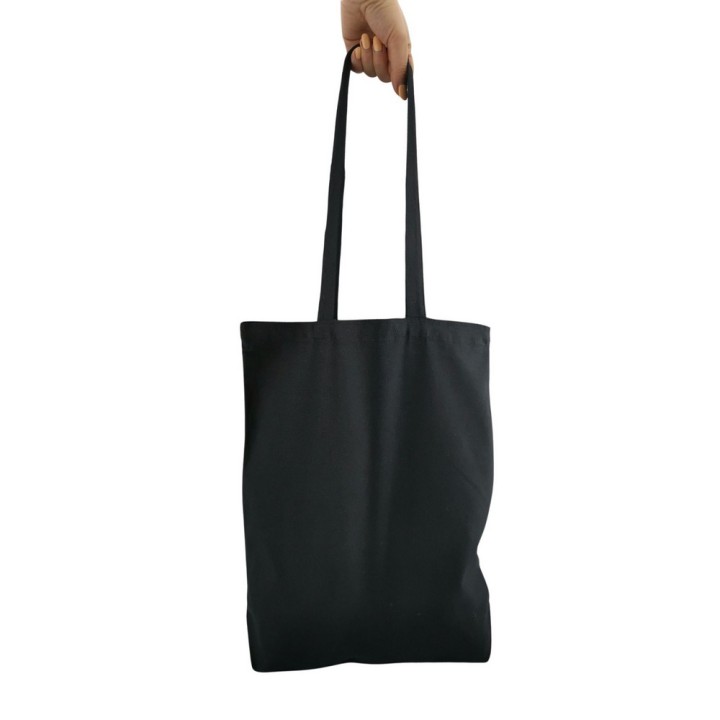 TORBA BAWEŁNIANA 220g 380x420x100 POSZERZANA Z USZAMI BEZ NADRUKU 5szt CZARNY