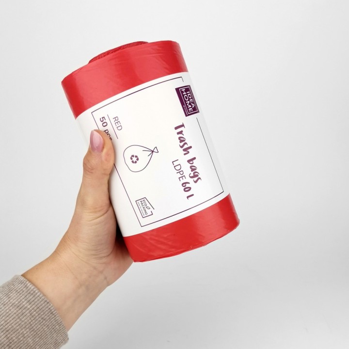 WORKI IH LDPE 60L CZERWONE 50szt
