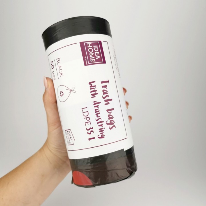 WORKI IH LDPE Z TAŚMĄ 35L CZARNY 50szt