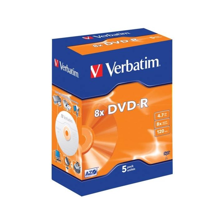 PŁYTA DVD-R 4,7GB 4X VERBATIM 43194 VIDEO 5 SZT.