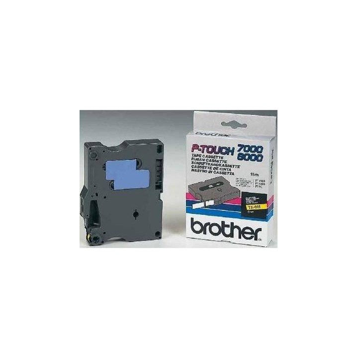 TASIEMKA ORYGINALNA CZARNY/ŻÓŁTE BROTHER TX611 6MM X 15,4 M