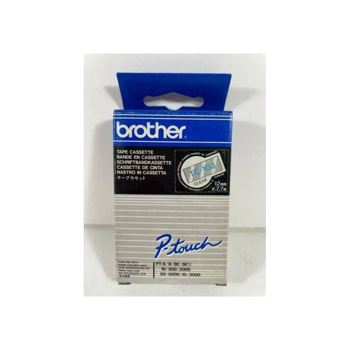 TASIEMKA ORYGINALNA NIEBIESKI/PRZEZROCZYSTE BROTHER TC103 12MM X 7,7 M