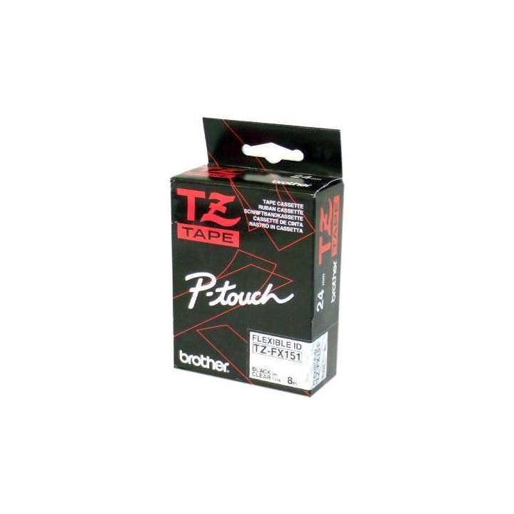 TASIEMKA ORYGINALNA CZARNY/PRZEZROCZYSTE BROTHER TZFX151 24MM X 8 M