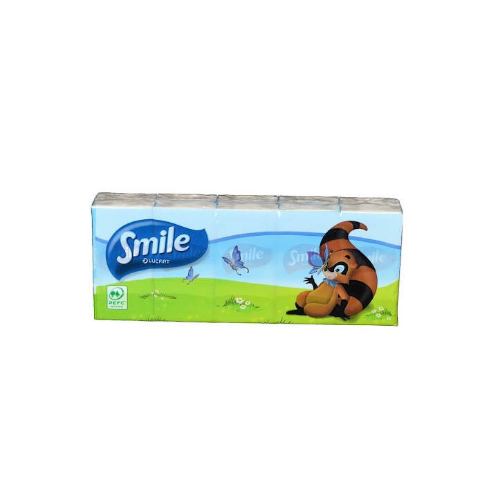 CHUSTECZKI HIGIENICZNE TRZYWARSTWOWE SMILE 842082 BIAŁE 9 CHUSTECZEK.