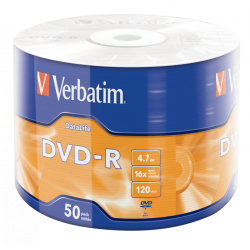 VERBATIM DVD-R, MATT SILVER, 43791, 4.7GB, 16X, WRAP, 50-PACK, BEZ MOŻLIWOŚCI NADRUKU, 12CM, DO ARCHIWIZACJI DANYCH