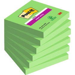 KARTECZKI SAMOPRZYLEPNE 76X76MM 3M POST-IT® SUPER STICKY 654-6SS-AW ZIELONE 90 KART
