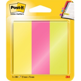 ZAKŁADKI INDEKSUJĄCE PAPIEROWE 25X76MM 3M POST-IT® 671/3 MIX 3X100SZT