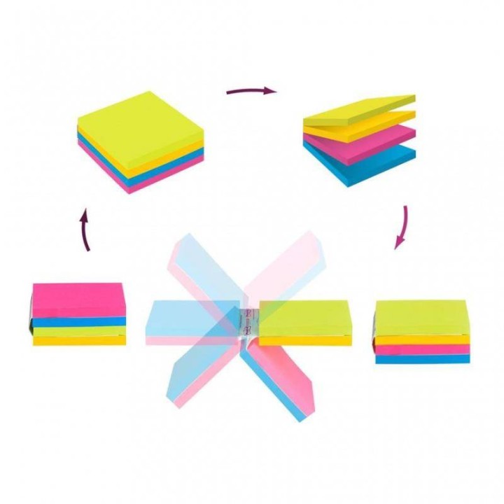 KARTECZKI SAMOPRZYLEPNE 76X76M 3M POST-IT® SUPER STICKY 2014-SC-BYFG MIX KOLORÓW 4X75 KART