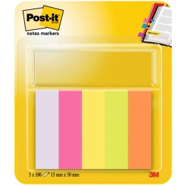 ZAKŁADKI INDEKSUJĄCE PAPIEROWE 15X50MM 3M POST-IT® 670/5 MIX KOLORÓW NEONOWY 5X100SZT