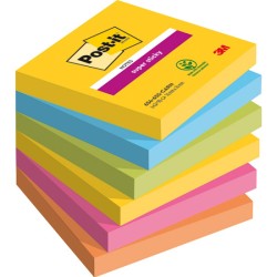 KARTECZKI SAMOPRZYLEPNE CARNIVAL, 76X76MM 3M POST-IT® SUPER STICKY 6X90 KART
