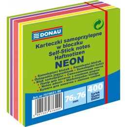 KARTECZKI SAMOPRZYLEPNE 76X76MM DONAU MIX NEON-PASTEL 400KART