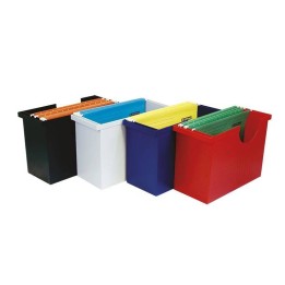 PUDŁO ARCHIWIZACYJNE 330X260X160MM DONAU Z 5 TECZKAMI GRANATOWY PLASTIK