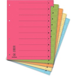 PRZEKŁADKI 0-9 A4 DONAU Z PERFORACJĄ CZERWONE KARTON 250G/M² 50SZT