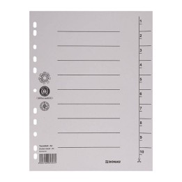 PRZEKŁADKI 1-10 A4 DONAU Z PERFORACJĄ SZARE KARTON 250G/M² 100SZT